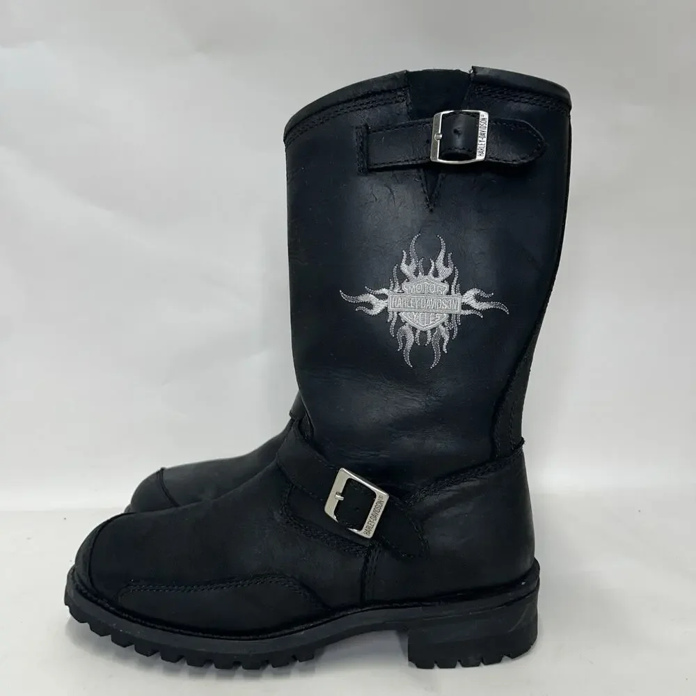 Harley Davidson Embroidered Flames Engineer Boots “Black”